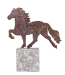 Karlslund Decoratief Roeststaal Paard op Granieten Steen